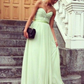 Simple A-Line Chiffon Belt Floor Length Sweetheart Long Prom Dresses,DP685