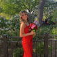 Red Spaghetti Straps Mermaid Long Prom Formal Party Dress with Slit,DP692