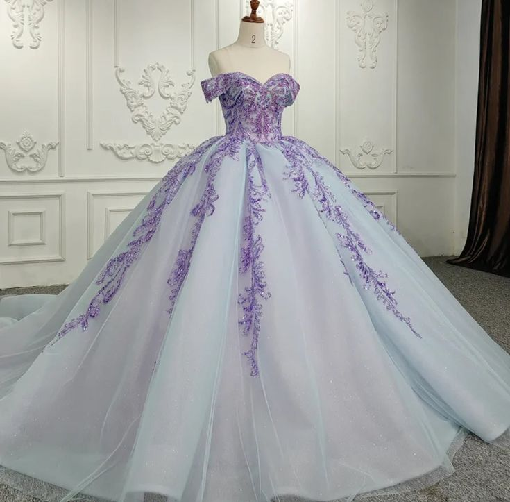 Sequin Beaded Blue And Purple Sweetheart Off Shoulder Quinceanera Special Occasion Sweet 16 Ball Gown,DP697