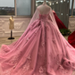 Pink Sweetheart Tulle Appliques Ball Gowns Quinceanera Dress with Cape,DP728