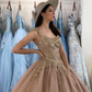 Elegant A-Line Tulle Beading Appliques Ball Gowns Long Prom Dresses with Open Back,DP729