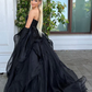 A-Line Sweetheart Black Long Prom Dress with Beading,DP737