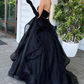 A-Line Sweetheart Black Long Prom Dress with Beading,DP737