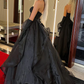 A-Line Sweetheart Black Long Prom Dress with Beading,DP737