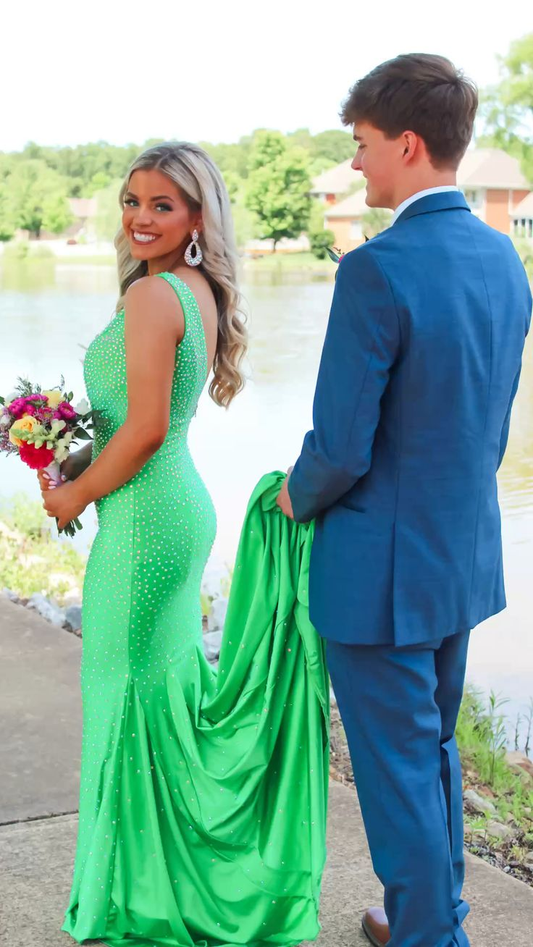 Green One Shoulder Mermaid Long Prom Dress Formal Party Dress,DP739