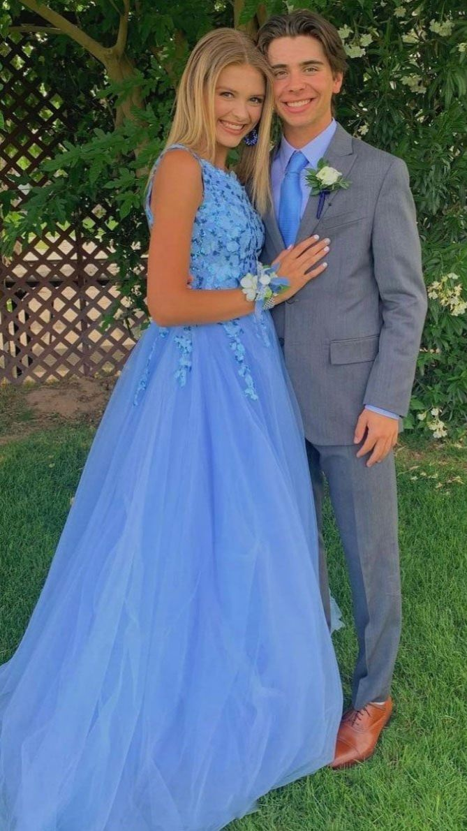 Blue One Shoulder Sequins Tulle Long Prom Dress Blue Evening Dress,DP740