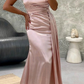 Light Pink Elegant Sleeveless Satin Long Prom Dress,DP751