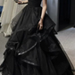 Black Sparkly Ruffled Long Prom Dress Ball Gown,DP762