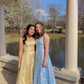 Elegant Yellow A-Line Long Prom Dress Party Dress,DP775