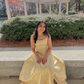 Elegant Yellow A-Line Long Prom Dress Party Dress,DP775