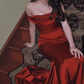 Off Shoulder Red Mermaid Satin Long Prom Dress Formal Party Dress ,DP776