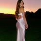 Simple Satin Open Back Strapless Prom Dress Party Dress,DP781