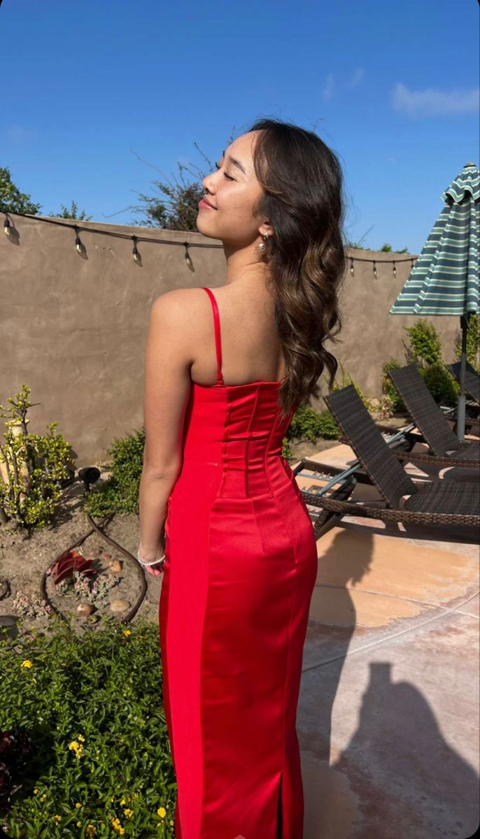 Red Spaghetti Straps Long Prom Dress Party Dress,DP783