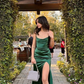 Emerald Green Long Prom Dresss with High Slit,DP788