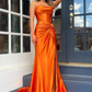 Red Strapless Ruched Mermaid Long Formal Dress with Slit,DP803