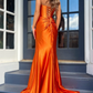 Red Strapless Ruched Mermaid Long Formal Dress with Slit,DP803