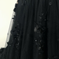 Black Gothic 3D Floral Lace Corset Dress Alternative Bride Fantasy Tulle Train Gown,DP809