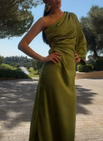 Green One Shoulder Long Prom Dress Formal Evening Dress,DP850