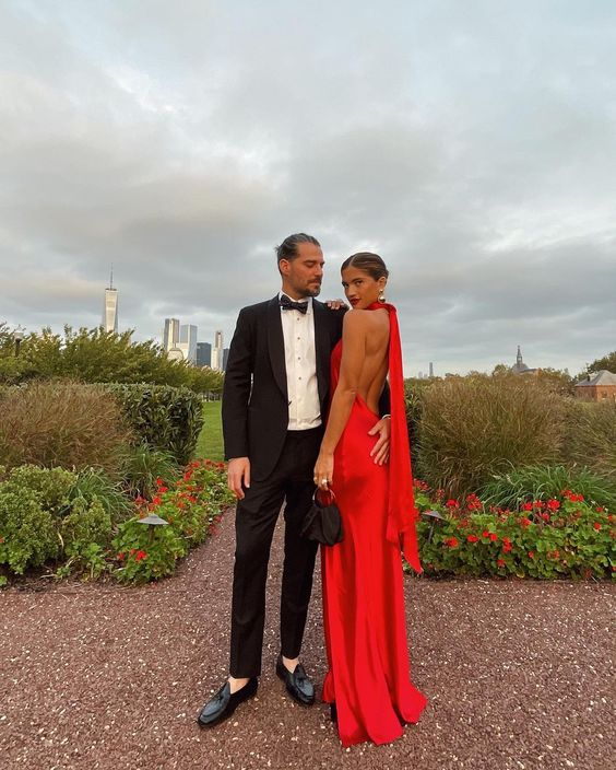 Charming Red Halter Backless Long Prom Dress with Slit,DP851