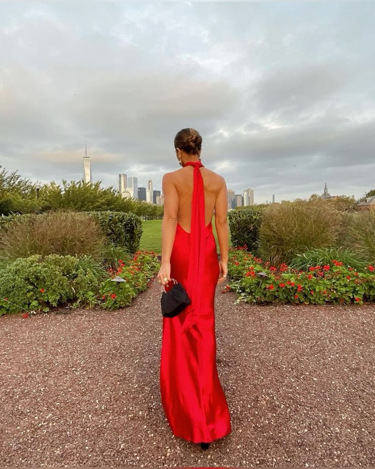 Charming Red Halter Backless Long Prom Dress with Slit,DP851