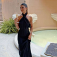 Simple Black Halter Prom Dress Formal Party Dress,DP854