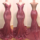 V-Neck Open Back Mermaid Long Prom Dress Evening Dress With Sequins,DP867