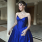 Royal Blue A-Line Strapless Long Prom Dress Evening Gown,DP875