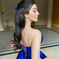 Royal Blue A-Line Strapless Long Prom Dress Evening Gown,DP875