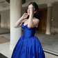 Royal Blue A-Line Strapless Long Prom Dress Evening Gown,DP875