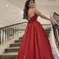 Red A-Line Strapless Long Prom Dress Evening Gown,DP876