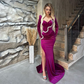 Sweetheart Long Sleeves Mermaid Evening Party Gowns With Slit,DP879