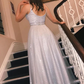 A-Line Sparkle V Neck Tulle Long Prom Dresses,DP890