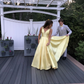 Yellow Satin V Neck A-Line Long Prom Dress Formal Party Dress,DP896