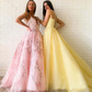 Lace A-line Tulle Appliques Long Prom Dress Evening Dress,DP897