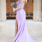 Lavender Off the Shoulder Satin Long Formal Prom Dress,DP898