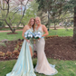 One Shoulder Sage Green Long Prom Dress with Slit,DP912