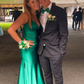 Green Satin Long Prom Dress Formal Party Dress,DP913