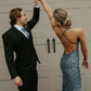 Silver Sequined BacklessLong Prom Dress with Slit,DP922