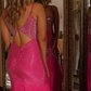 Fuchsia Beaded Mermaid Long Prom Dress,DP942