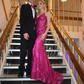 Fuchsia Sequined Mermaid Long Prom Dress Formal Party Gown,DP948