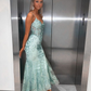 V Neck Sequined Tulle Mermaid Prom Dress Formal Party Dress,DP962