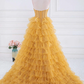 Yellow Strapless Tulle Layered A-Line Prom Dress,DP963