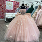 Pink Butterfly Tulle Beaded Quinceanera Dress Evening Ball Gown,DP968