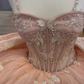 Pink Butterfly Tulle Beaded Quinceanera Dress Evening Ball Gown,DP968