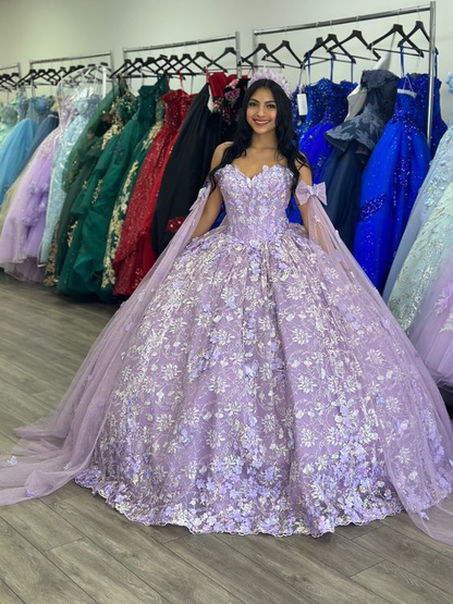 Lilac Gorgeous Tulle Appliques Quinceanera Dress Ball Gown,DP970