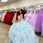 Light Blue Quinceanera Dress Ball Gown with Tulle and Appliques ,DP971