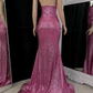 Sparkle Halter Sequined Backless Long Prom Dress with Slit,DP980