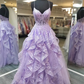 Lilac Elegant A-Line Tulle Appliques Long Prom Dress Formal Party Dress,DP983