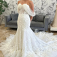 White Charming Off Shoulder Tulle Appliques Wedding Dress,DP990