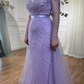 Lilac Elegant Beading Long Sleeves High Neck Tulle Formal Party Dress,DP995